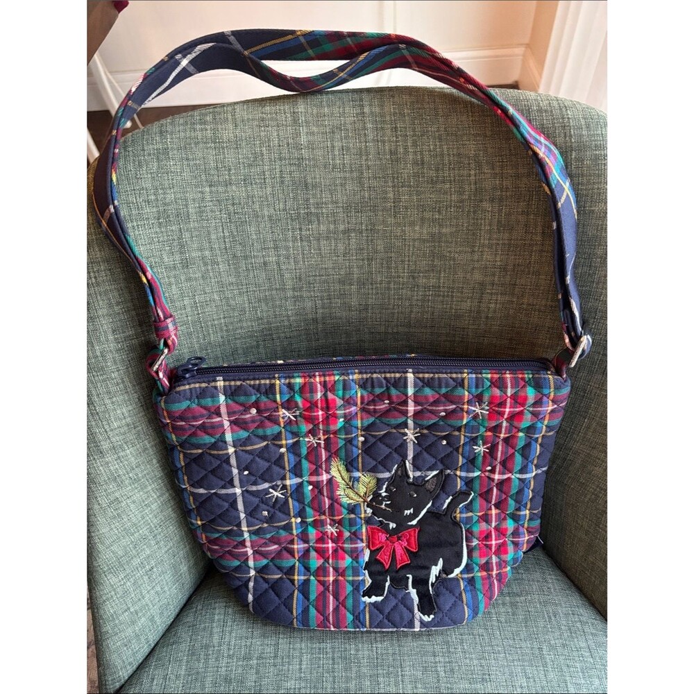 Vera Bradley quilted tartan Plaid Shoulder Bag Scottie Dog holiday purse cute